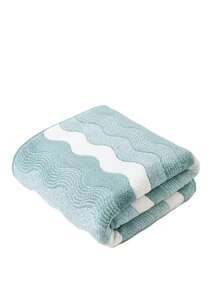 Coral Fleece Striped Simple Soft Absorbent Bath Towel/Hand Towel, Available Bathroom Decor - Green - View 5