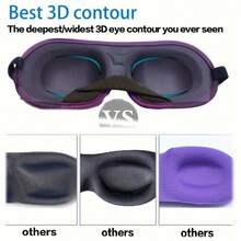 3D Contour Sleep Mask - Ultra Soft & Breathable Eye Cover For Deep Sleep, Meditation & Travel (Black & Purple, Light Blocking, Yoga Essential) - Black - View 8