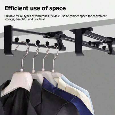 1个5珠拉出式裤架，多功能柜式储物衣架，带可伸缩滑轨，可伸缩衣架，适用于卧室、浴室、衣柜、衣橱、家居、宿舍