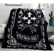Throw Blanket Chrome Cross Heart Blanket Lightweight Napping Sofa Blanket Plush Flannel Blanket Quilt - Multicolor - View 5