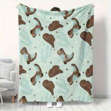 Retro Western Cowboy Theme, Cowboy Boots, Cowboy Hats, Cacti, Feather Design Patterns, Modern Home Style,Super Soft Flannel Printed  Blanket,As Birthday Gifts, Family, Wedding, Souvenir Blankets, Polyester Blankets Suitable For All Seasons, Washable, Machine Washable, Lightweight, Breathable, Comfortable, Warm, Unique, 280gsm For Him, Her Personalized Ideal Gifts For Her, Him, Family, Boyfriend, Girlfriend, Father, Family, Mother, Lover, Daughter, Son, Grandfather, Grandmother, Teacher,Doctor, Nurse,Friend, Classmate, Pet.Perfect Nap, Camping, Travel, Home, Daily Life, Office Decoration, Birthday, Anniversary, Valentine's Day, Thanksgiving, Graduation Season,Christmas, Halloween, Mother's Day, Father's Day, Wedding, New Year Gifts ,Sofa,Bed,Car,Bedroom,Living Room,Office,  Outdoor Camping, Beach,Wall Decoration - 多色27 - 查看 1