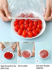 100pcs Household Food Wrap Film, Thickened Leftover Dish Covers, Fruit Preservation Film, Kitchen Refrigerator Food Wrap - Transparent - View 6