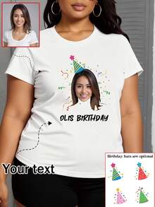تي شيرت مطبوع بصورة مخصصة، ملابس نسائية بسيطة للربيع/الصيف/الخريف، تي شيرت عيد ميلاد مخصص، طباعة صورة على أكمام قصيرة، نص/ديكور قابل للتخصيص، هدية إبداعية لحفلة الصديقة، طباعة صور مخصصة للأصدقاء/الأزواج/الحيوانات الأليفة/الأخوات/السيلفي، نص/بركة/اسم قابل للتخصيص، تخصيص ملابس المجموعة، هدية مفاجأة، هدية عيد ميلاد الصديق المقرب، هدية للمرأة، ملابس علوية نسائية، هدية حفلة - أبيض - مشاهدة 1
