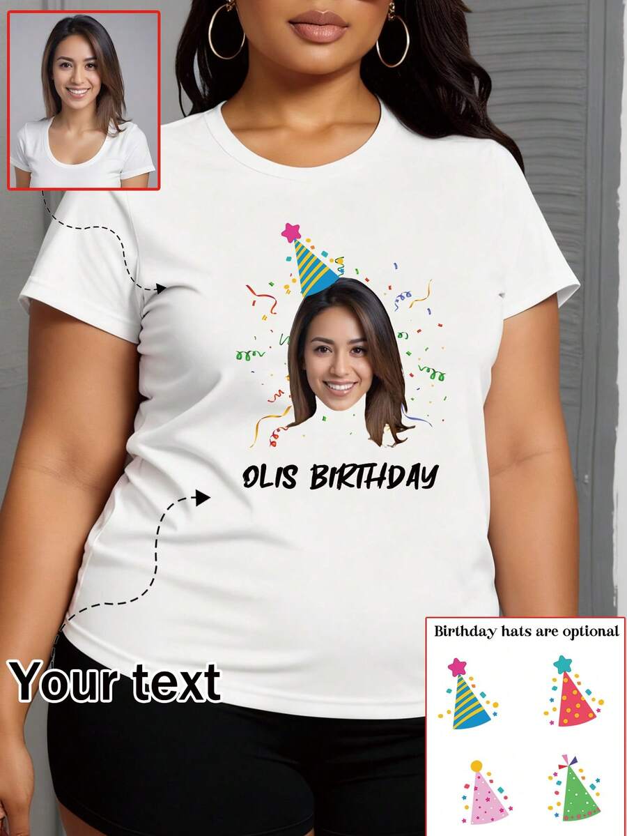 تي شيرت مطبوع بصورة مخصصة، ملابس نسائية بسيطة للربيع/الصيف/الخريف، تي شيرت عيد ميلاد مخصص، طباعة صورة على أكمام قصيرة، نص/ديكور قابل للتخصيص، هدية إبداعية لحفلة الصديقة، طباعة صور مخصصة للأصدقاء/الأزواج/الحيوانات الأليفة/الأخوات/السيلفي، نص/بركة/اسم قابل للتخصيص، تخصيص ملابس المجموعة، هدية مفاجأة، هدية عيد ميلاد الصديق المقرب، هدية للمرأة، ملابس علوية نسائية، هدية حفلة - أبيض - مشاهدة 1