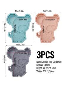 1 pieza Molde de silicona con diseño de ratón y queso, herramienta de repostería, molde para tartas, bandeja para mousse, molde para chocolate, mousse, gelatina y cera, herramienta de cocina - Multicolor - Ver 3