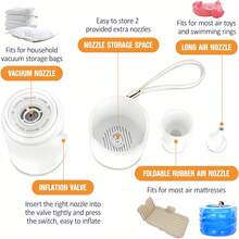 RAF 便攜式無線迷你電動充氣幫浦，多功能充氣與抽氣機，適用於衣物、袋子、床墊、氣墊、充氣床、船、游泳圈，輕量化空氣壓縮機，露營與旅行必備，夏季熱銷款，特別優惠 - 彩色 - 查看 8