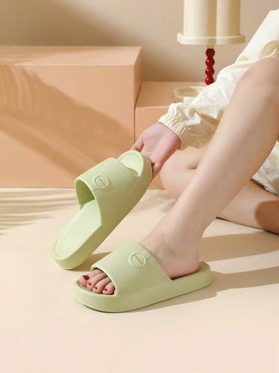 Women's Thick Sole Solid Color Comfortable Durable Non-Slip Quiet House Slippers, Summer