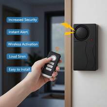 110dB Wireless Anti-Theft Alarm With Remote Control - Safety Motion Sensor Alarm For Bicycle, Motorcycle, Scooter, Doors & Windows, Battery Powered, 36V Or Below, Bicycle Security | Modern Safety Device | Remote Control Alarm - Black - View 3