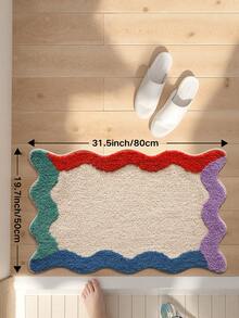 DAJIANG 1 件浴室地垫，柔软毛绒几何图案浴室地垫，适用于浴室、厨房、户外、室内、走廊、卧室、客厅、床边，可机洗，防滑底背，卧室和浴室必备，冬季、情人节、斋月装饰，装饰地毯，浴室配件，房间装饰套装 - 彩色 - 查看 14