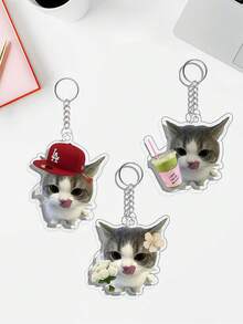 1个亚克力猫咪宠物钥匙扣，可爱猫咪钥匙扣，亚克力动物吊坠，小饰品，包包挂饰，汽车钥匙扣，钥匙链挂绳，钥匙扣，钥匙圈，情侣钥匙扣，男士钥匙扣，女士钥匙扣，生日礼物，朋友礼物，节日礼物，活动纪念品，派对小礼品 - 彩色 - 查看 5