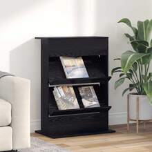 vidaXL Étagère à magazines avec étagère Chêne noir 70 x 41 x 96 cm - Noir - Voir 2