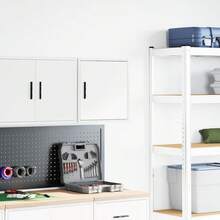 vidaXL Armário de parede de garagem branco bois d'ingénierie - Branco - Ver 3