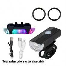 2 piezas Luz delantera para bicicleta, súper brillante, luz de advertencia para conducir de noche, equipo de ciclismo para exteriores, set de luces para bicicleta, 1 luz delantera y 1 luz trasera - Multicolor - Ver 16