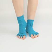 Middle Yoga Five Toe Socks, Split Toe Socks, Exposed Toe Sleeping Socks, Correction Of Thumb Eversion, Massage Five Finger Socks - Xanh lục công - Xem 5