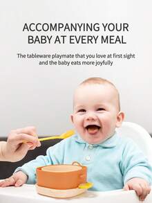 KUNT 1套/4件套恐龙宝宝造型PP餐具套装，带加热功能、内置剪刀和勺子 - 彩色 - 查看 13