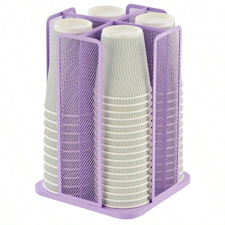 Organizador de almacenamiento de vasos de papel y tapa, giratorio de 360 con 4 compartimentos - Azul claro - Ver 1