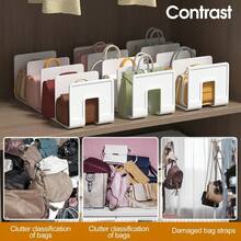 2cps Bag Storage Artifact, Wardrobe Divider, Bag Storage Rack/Layered Bag Rack Organization And Display Rack, All-In-One/Installation-Free - Desktop Book Information Classification Storage Rack - Suitable For Home Offices, Schools, Libraries - Durable Desktop Space-Saving Four-Grid Bookshelf - Multicolor - View 3