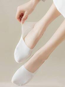 chuanwa（2） 5 Pairs Women's Breathable Silicone Non-Slip Solid Color Boat Socks, Comfortable High Quality Invisible Socks, Ultra-Thin Soft Breathable - Multicolor - View 7