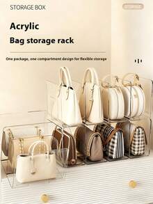 4件套透明衣柜收纳袋手提包隔板可拆卸柜架，适用于卧室、浴室、办公室等场所，实用书籍隔板L型收纳架，节省空间，可用作汽车收纳盒、抽屉整理器，透明四格收纳盒仅适用于小型手提包，也适用于衣柜衣物收纳，可用作衣橱隔板，收纳毛衣、袜子、裤子、牛仔裤、内衣等。