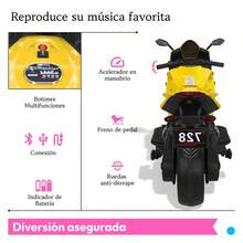 Motocicleta Eléctrica Montable Deportiva Nino Tek-728 - Amarillo - Ver 2