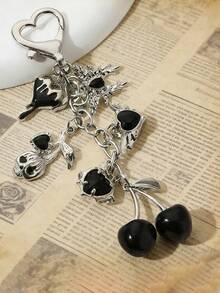 1个精美樱桃心形蝴蝶珐琅钥匙扣 Y2k新哥特植物爱情钥匙圈 女士女孩精美礼物 手工饰品 - 鑰匙鏈 - 查看 11