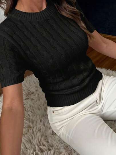 Women's Fashion Casual/Business Knit Sweater, White/Black/Khaki/Brown, Elegant, Versatile, Slimming, Suitable For Spring, Summer, Winter