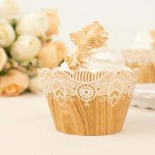 50 Pack 4" Mini Metallic Gold Butterfly Truffle Cup Dessert Liners Square Cupcake Tray Wrappers 225GSM Party Baking Supplies - Natural - 查看 2