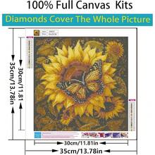 5D Diamond Painting Kits For Adults, Sunflower Butterfly Diamond Art Kits For Adults Beginner, DIY Full Drill Gem Art Paint By Diamonds Dots Crafts Kits For Home Wall Art Decor 13.7x13.7 Inch - KM251-1 - 查看 7