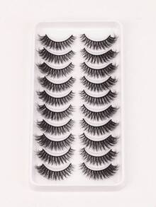 10对交叉蓬松卷翘仿貂毛假睫毛，自然妆效假睫毛，柔软睫毛嫁接化妆工具 - 黑色 - 查看 1