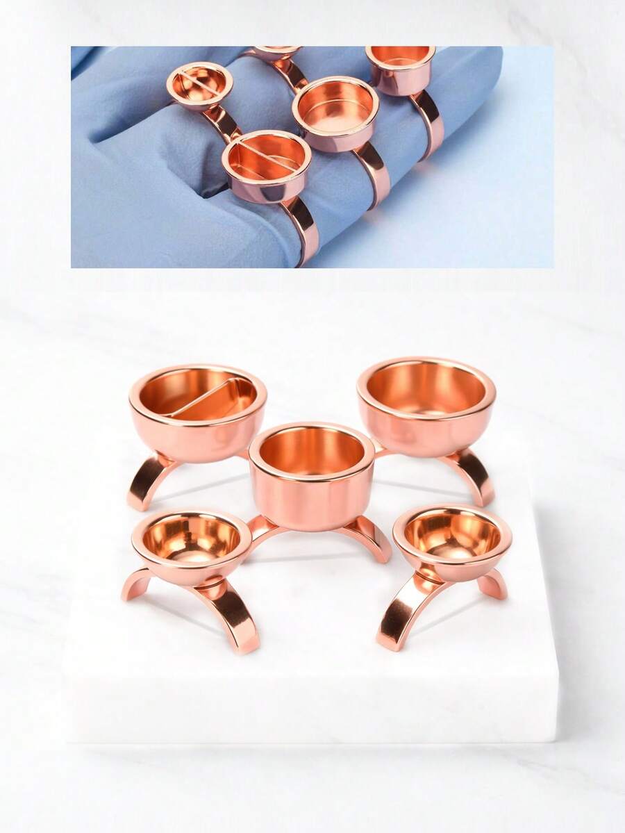 ATOMUS 1 Set Bronze Microblading Pigment Cup, Stainless Steel Tattoo Ink Mixing Palette, Eyelash Glue Holder, Semi-Permanent Makeup Tools - Bronze - View 1
