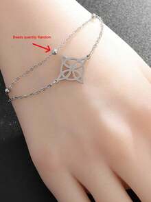 1件女巫结脚链，女士不锈钢双层珍珠链脚链，巫术饰品，夏季配饰（珍珠数量随机） - 幾何 - 查看 2