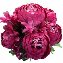 Duovlo Springs Flowers Artificial Silk Peony Bouquets Wedding Home Decoration,Pack Of 1 (Spring Hot Pink),20.87*3.5,SpringHotPink - SpringHotPink - 查看 1