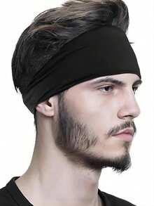 4条装黑色优雅波西米亚风宽发带，纯色弹力冬季发带，防滑运动发带，黑色弹力吸汗带，女士运动针织头巾，适合洗脸、化妆、瑜伽、眼罩、户外活动、派对、学校等多种场合佩戴，女士发饰 - 黑色 - 查看 6