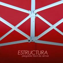 Ilios Toldo Plegable 2x2 Acero Reforzado, No Contiene Plástico, Lona% Impermeable, Uso Rudo, Perfecto para Eventos al Aire Libre, Jardín, Deportes, Ferias - Rojo - Ver 2