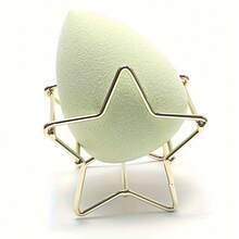 1 Makeup Sponge Holder, Iron Star-Shaped Design, Desktop Makeup Puff Storage Rack, Cosmetic Accessories Drying Rack - 金色的 - 查看 2