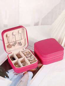 1pc PU Leather Jewelry Box, Multi-Functional Storage Box, Portable Travel Jewelry Organizer, Detachable Jewelry Box, Ring Storage Box, Desktop Jewelry Organizer, Watch Storage Tray, Pendant Storage Box, Earring Storage Box, Bracelet Necklace Storage Box, Multi-Functional Jewelry Earring Ring Storage Box - Multicolor - View 22