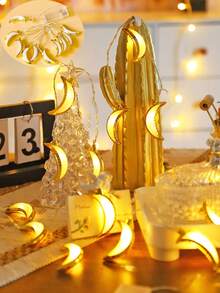 1pc 10LED 1.5M Golden Moon LED String Lights, Decorative Lights For Festivals, Parties, Indoor Room Decor, Ramadan Decoration - Moon - View 9
