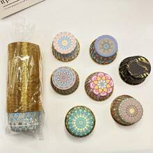 50个波西米亚风纸杯蛋糕模具，一次性纸质蛋糕衬垫，精致纸质蛋糕杯，纸杯蛋糕模具，烘焙工具，厨房小工具，厨房配件 - 彩色 - 查看 4