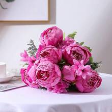 Duovlo Springs Flowers Artificial Silk Peony Bouquets Wedding Home Decoration,Pack Of 1 (Spring Peach Pink),20.87*3.5,SpringPeachPink - 春日蜜桃粉 - 查看 5