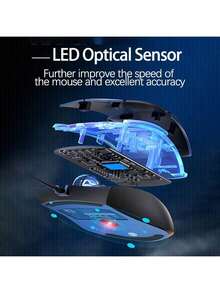 HP M160 Illuminated Gaming Mouse: Precise Positioning, Symmetrical Design For A Comfortable Hand Fit, Seven-Color Backlighting For An Immersive Gaming Atmosphere, Matte Surface For Sweat And Slip Resistance, Suitable For Gaming Scenarios, Black Backlighting. - Black Glowing - View 6