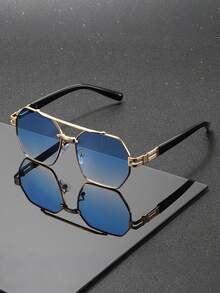 Dual-Bridge Multi-Frame Glasses, Unisex, Hollow-Out Temples, Suitable For Music Festivals And Street Outfits