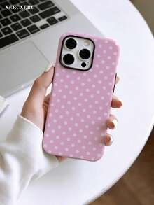 Xercxerc Polka Dot Pattern 2-In-1 PC TPU Hard Soft Case With Large Window For IPhone 11 12 13 14 15 16 17 Pro ProMax Air - Pink - View 5