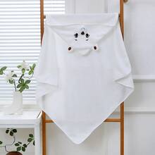 1条柔软吸水婴儿连帽浴巾，可爱动物图案，透气涤纶材质，适合儿童洗澡和裹身。