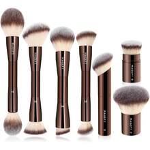 Brochas para Maquillaje Profesional, 7 PCS Brocha de Maquillaje de Doble Punta Kit de Aluminio Perfecto para Regalo Brochas de Maquillaje de Lujo (Marrón) - 1 - Ver 1