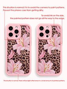 Leopard Lily Floral Painted Grooved Pink Strap Thickened Precision Hole Simple Anti-Drop Thick Phone Protective Case, Compatible With Iphone 17/17 Pro Max/ 16/16 Pro/16 Pro Max/ 16 Plus, 15 XR/7/8, 15 Pro Max, 12 Pro Max, 13 Pro Max, 14 Pro Max, 13, 14, 11, 12, P14, P11, Soft Shell P12, Anti-Drop XS.XR/78P.78GES2, Redmi, - Multicolor - View 7