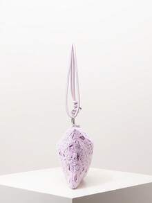 Ditsy Floral Bohemian Style Beach Bag, Women's Holiday Outfit, Travel Essential, Ladies Handbag, Women's Gift, Valentine's Day, Elegant Ladies Bag (Random Pattern) - Mauve Purple - View 5