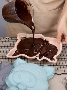 1个硅胶卡通小猪蛋糕模具，烘焙工具，蛋糕烤盘，慕斯托盘，厨房烘焙巧克力慕斯果冻蜡模具，烘焙工具 - 彩色 - 查看 7