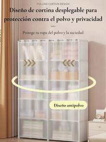 Armario blanco de tela a prueba de polvo, 2 filas de 6 capas de almacenamiento, dormitorio de alquiler habitación de casa dormitorio simple pequeño armario - Blanco - Ver 5