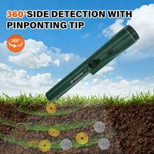 1pc Handheld Metal Detector, Waterproof 360° Scanning, High Sensitivity, Includes Belt And Holster, With Buzzer And Vibration Features, Gold Treasure Hunting Tool, Portable New Model (Batteries Not Included)