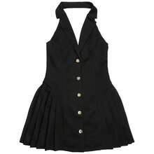 Vestido mini sexy con espalda descubierta, vestido de fiesta ajustado con cuello en V y tirantes para club y salidas nocturnas - Negro - Ver 3